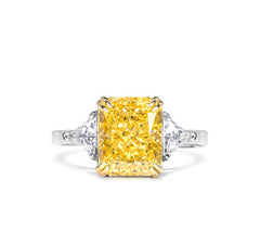 3 Ct Yellow Sapphire Baguette Lab Diamond Ring