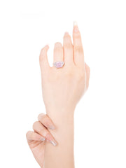 3 Stone Cushion Cut Lab Grown Pink Lab Diamond Ring