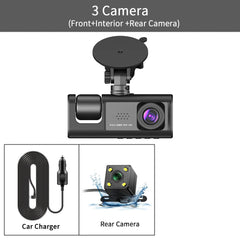 3-Channel Car DVR: HD 1080P 3-Lens Inside Vehicle Dash Cam, Three-Way Camera DVRs Recorder 3 Camera / 128G