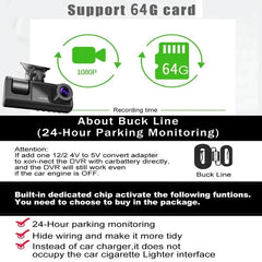 3-Channel Car DVR: HD 1080P 3-Lens Inside Vehicle Dash Cam, Three-Way Camera DVRs Recorder