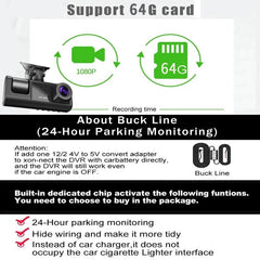 3-Channel Car DVR: HD 1080P 3-Lens Inside Vehicle Dash Cam, Three-Way Camera DVRs Recorder