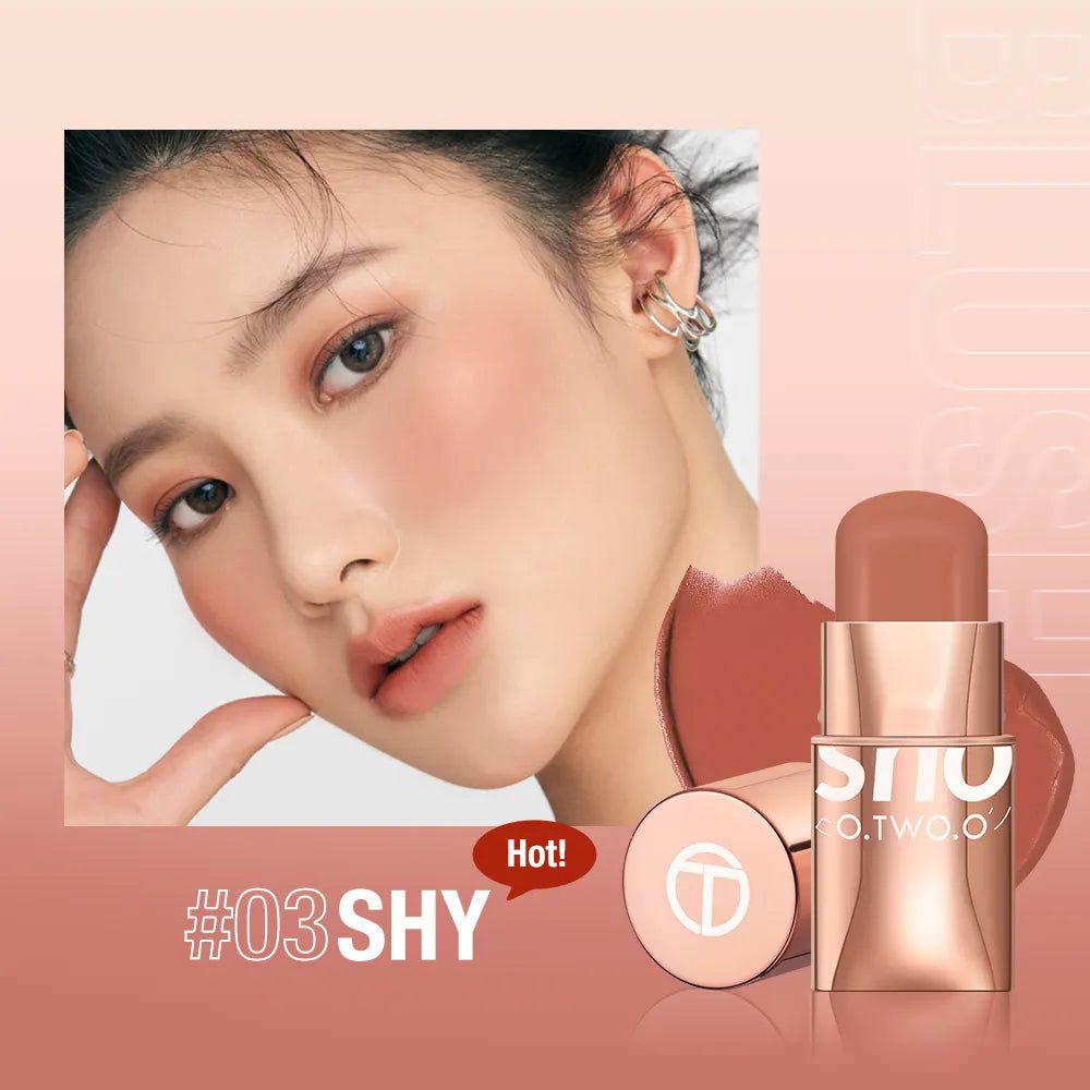 3-in-1 Lipstick Blush Stick: Eyes, Cheek, and Lip Tint - Buildable, Waterproof, Lightweight Cream Multi-Stick Makeup for Women SHY / CHINA
