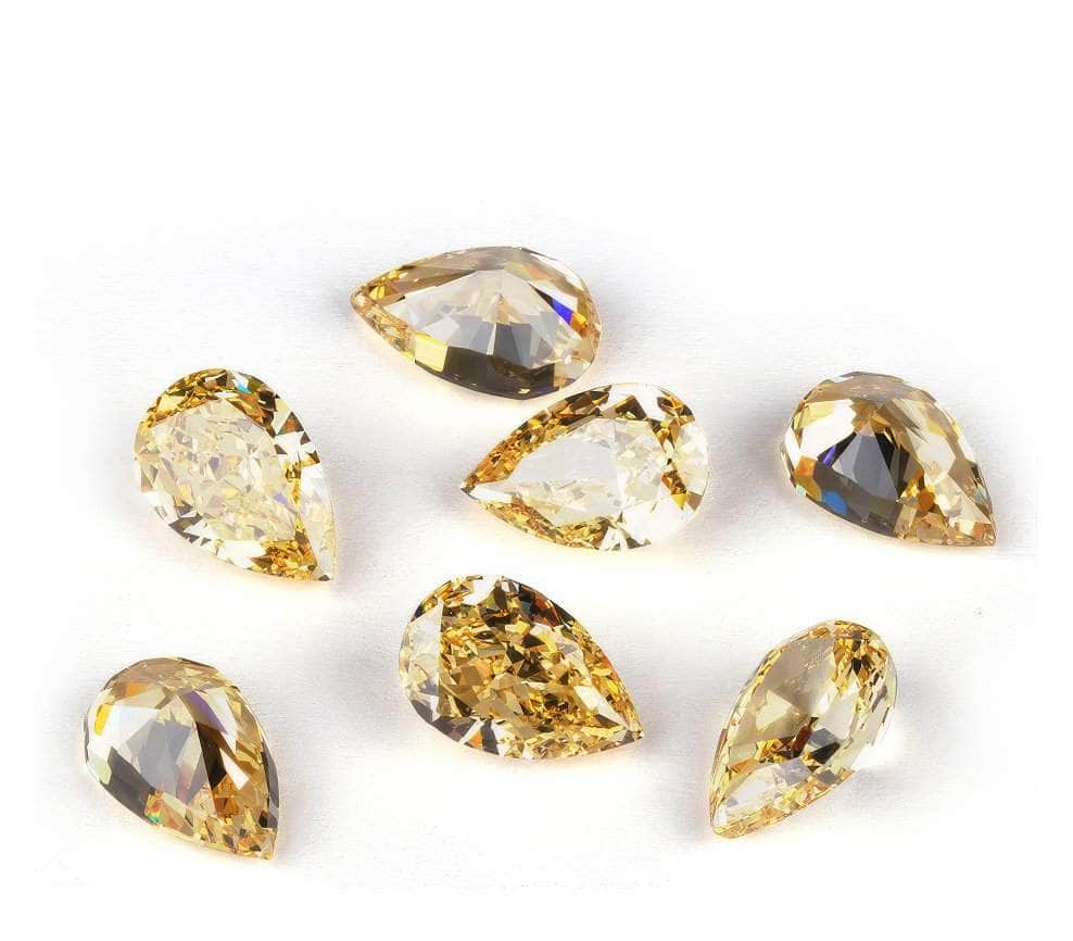 3 Set Canary Yellow Pear Cut Lab Grown Diamond Gemstone