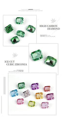 3 Set Emerald Cut Rectangular Lab Grown Diamond Emerald Gemstone