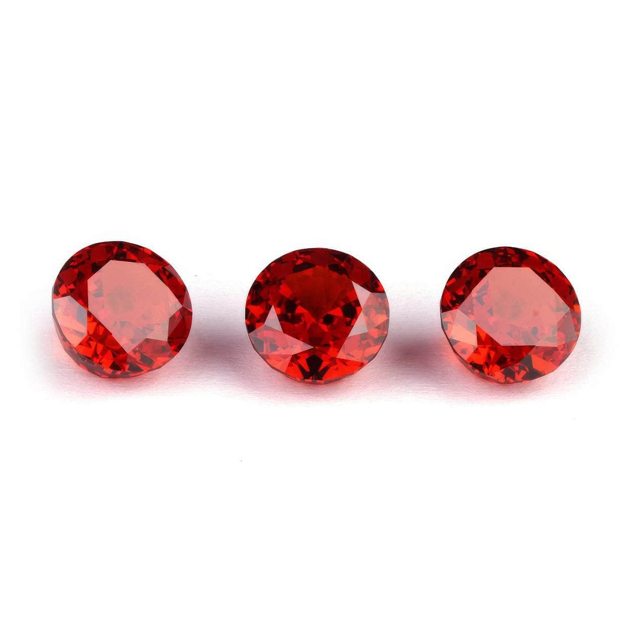 3 Set Ruby Round Cut Lab Grown Diamond Gemstone