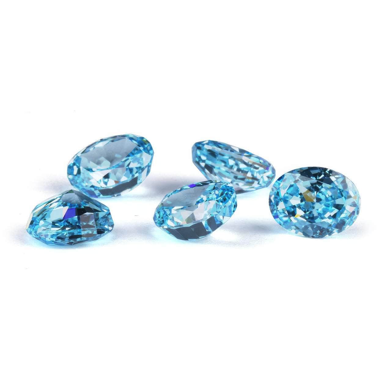 3 Set Sea Blue Oval Cut Lab Grown Diamond Gemstone