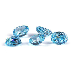 3 Set Sea Blue Oval Cut Lab Grown Diamond Gemstone