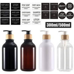 300/500ml Soap Pump Dispenser - Bathroom, Shampoo, Kitchen Dish Wood Pump Bottle, Refillable Shower Gel, Hand Liquid Storage Container