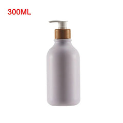 300/500ml soap pump dispenser: wood pump bottle for bathroom and kitchen Frosted White 300ml