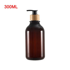 300/500ml soap pump dispenser: wood pump bottle for bathroom and kitchen Glossy Brown 300ml