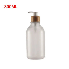 300/500ml soap pump dispenser: wood pump bottle for bathroom and kitchen Transparent B 300ml