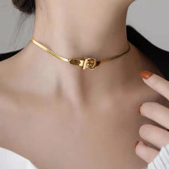 316L Titanium Gold Color Choker Necklace: Fashion Luxury Heart Pendant