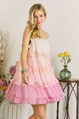 ADORA Swiss Dot Ruffled Tiered Mini Dress