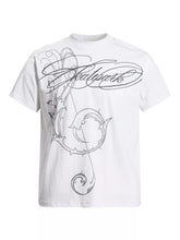 Men's short-sleeve graphic T-shirt made from a slightly stretchy cotton-spandex blend.