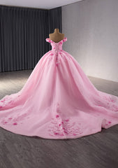 3D Floral Applique Offshoulder Fairy Tale Dress - S3T4U