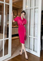 3D Rose Detailed Collared Puff Sleeve Top