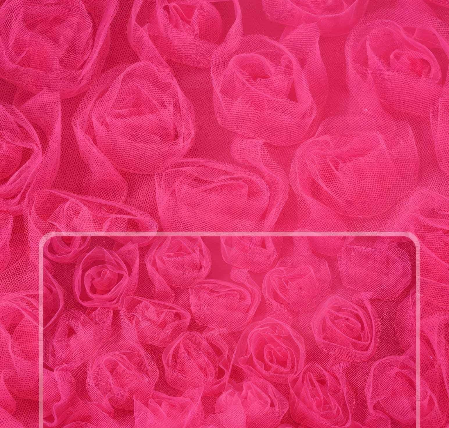 3D Rose Detailed Collared Puff Sleeve Top