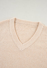 V-Neck Dropped Shoulder Long Sleeve Sweater