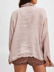 Camisa de manga larga con cuello fruncido y volantes