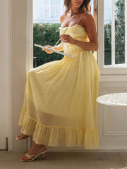 Vestido midi de tirantes con volantes en el bajo Devine Frill