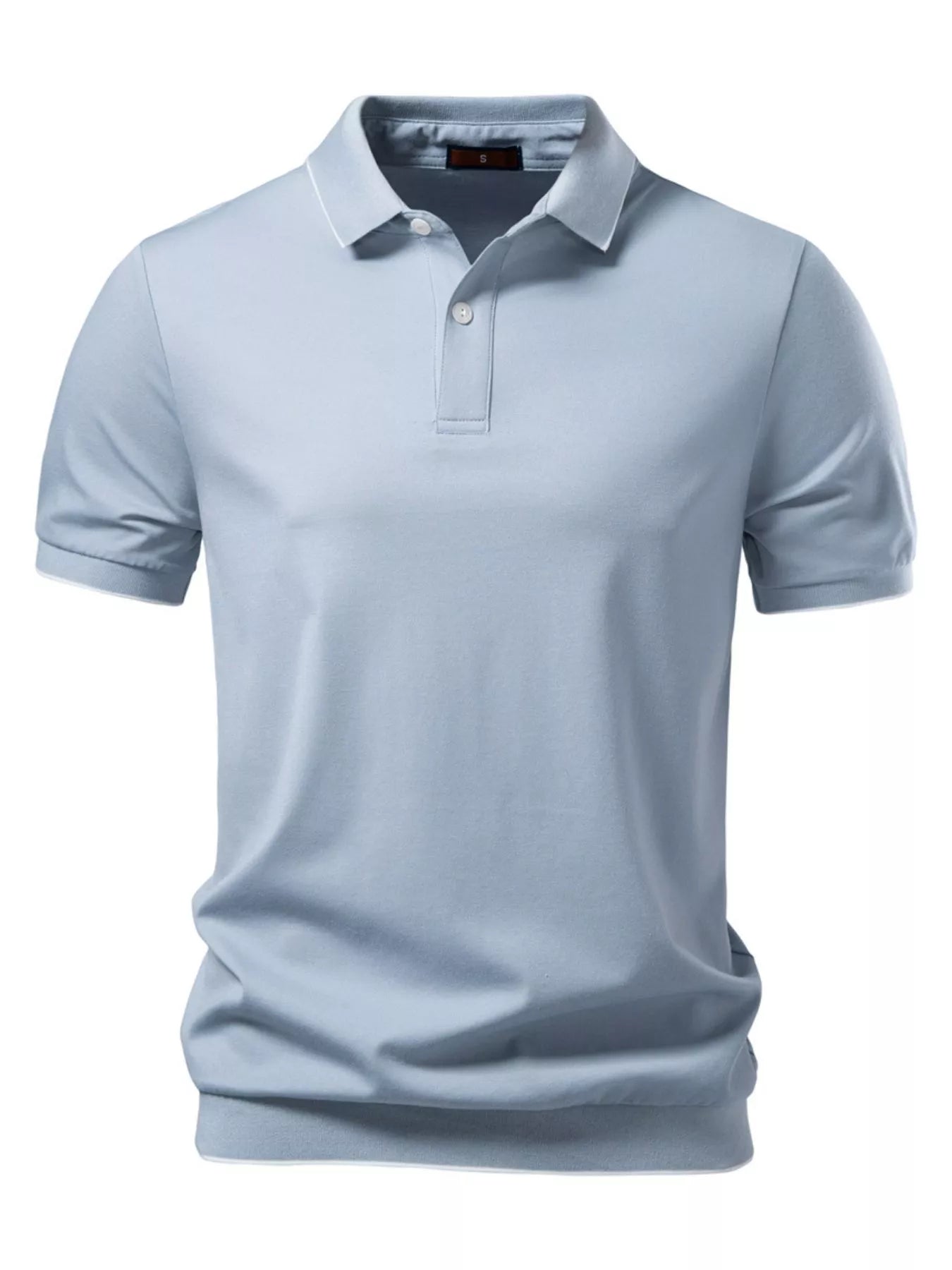 Men's classic-fit short-sleeve polo in a rayon, nylon, and elastane blend.