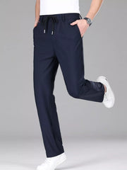 Men's lightweight casual pants with a drawstring waist.