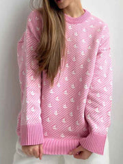 Suéter de manga larga con cuello redondo en contraste