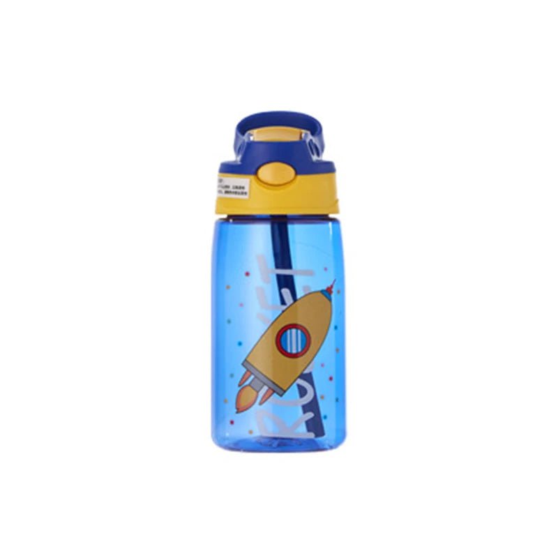 480ml kids sippy cup: cartoon design with spill-proof straws blue / <500ml