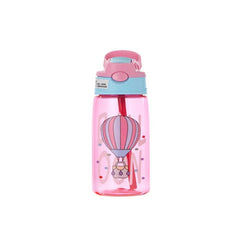 480ml kids sippy cup: cartoon design with spill-proof straws pink / <500ml