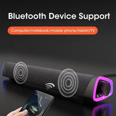 4D Bluetooth Computer Speaker Bar: Stereo Sound, Subwoofer, Wired