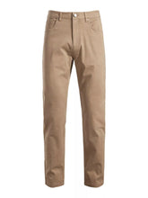 Men's khaki classic-fit straight-leg pants with pockets.