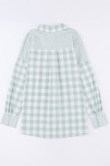 Pocketed Plaid Collared Neck Long Sleeve Shirt