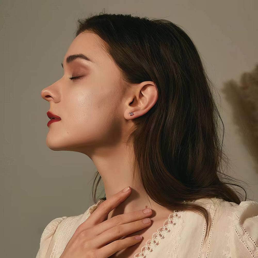 5-Color Set 14K Gold Rhinestone Stud Earrings Multicolor / Clip On