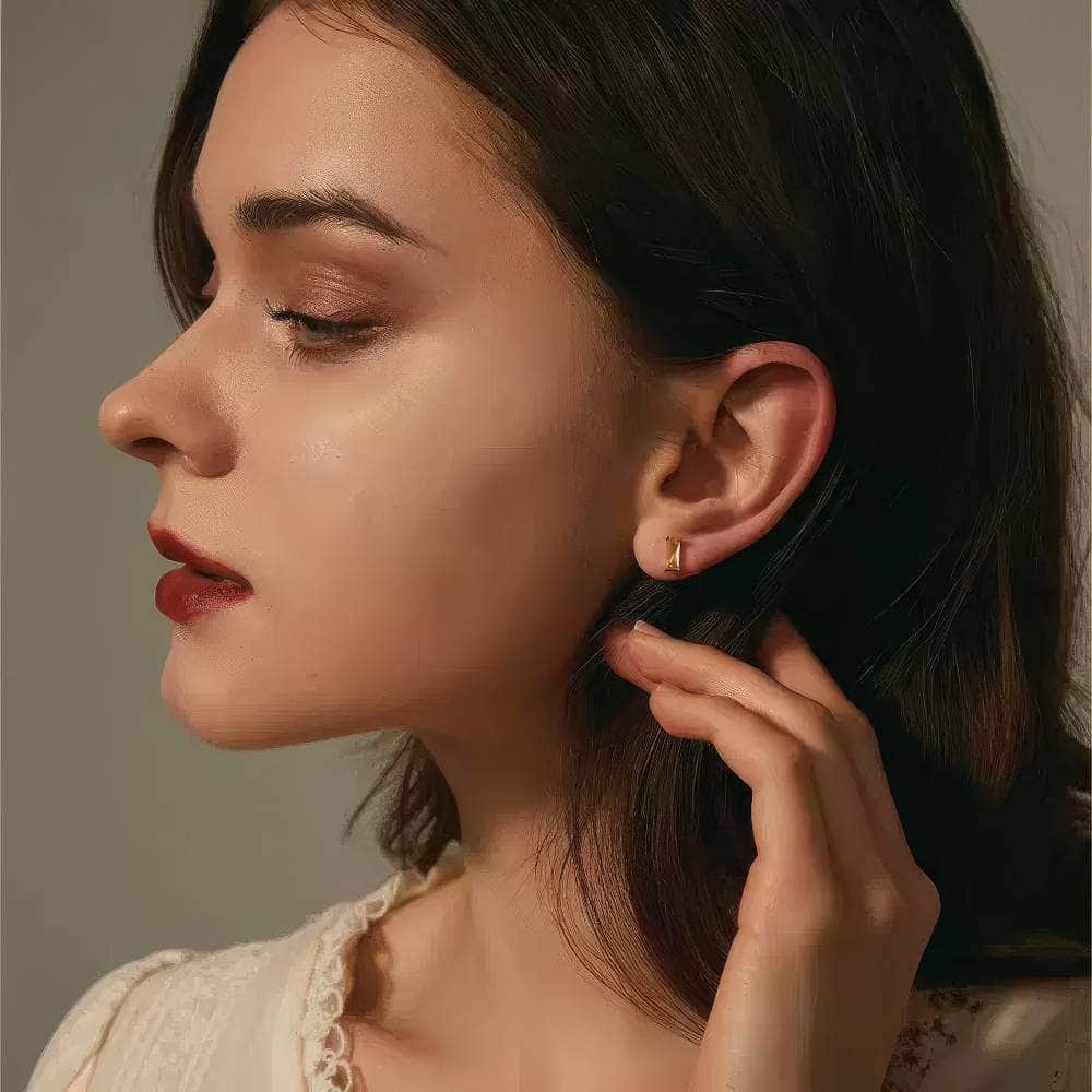 5-Color Set 14K Gold Rhinestone Stud Earrings Multicolor / Clip On