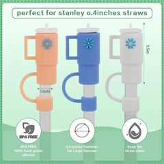 5-Piece Silicone Straw Cover Caps for Stanley Cups, Compatible with Stanley 30 oz and 40 oz Tumblers with Handles