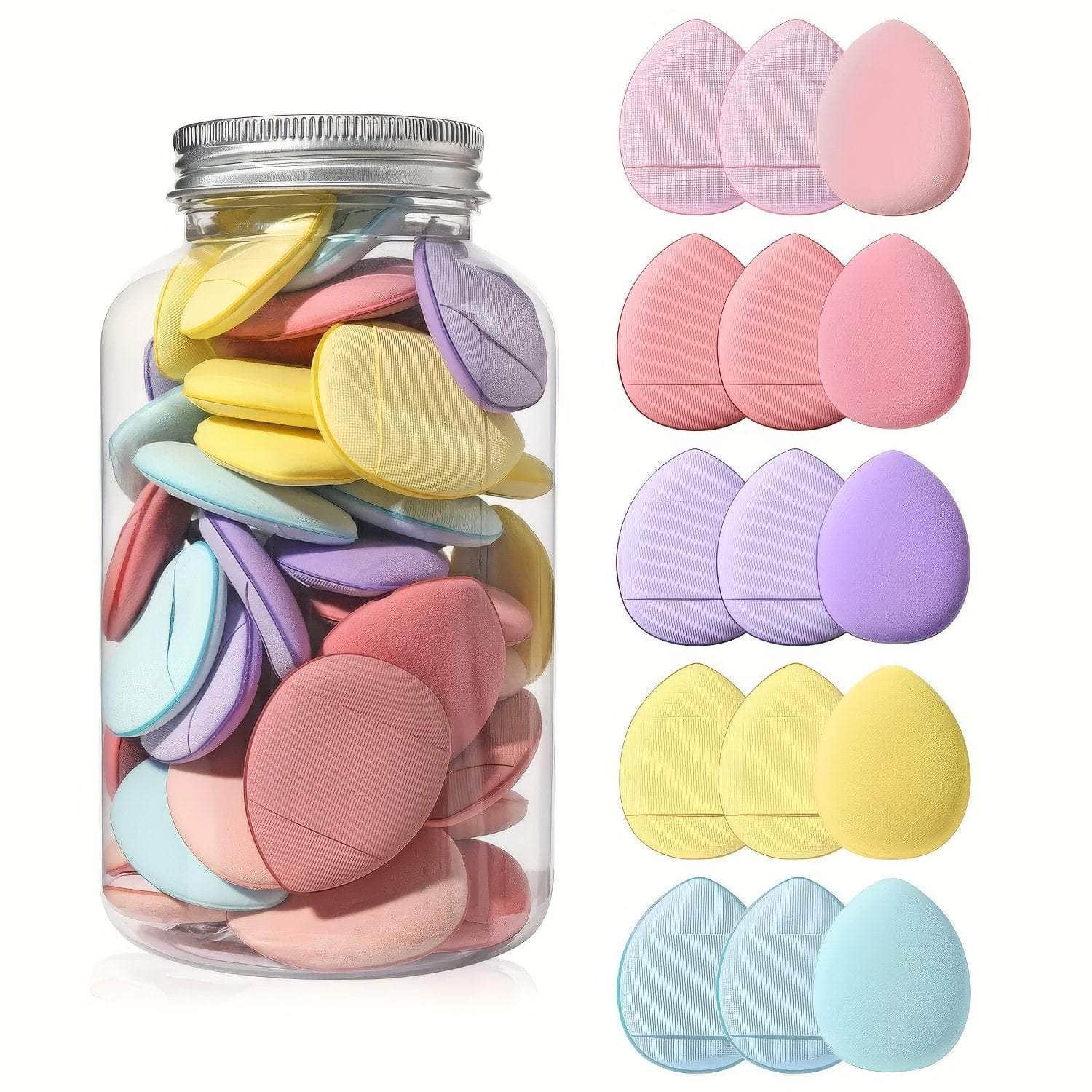 50pcs Finger Puff Makeup Sponge MULTICOLOR