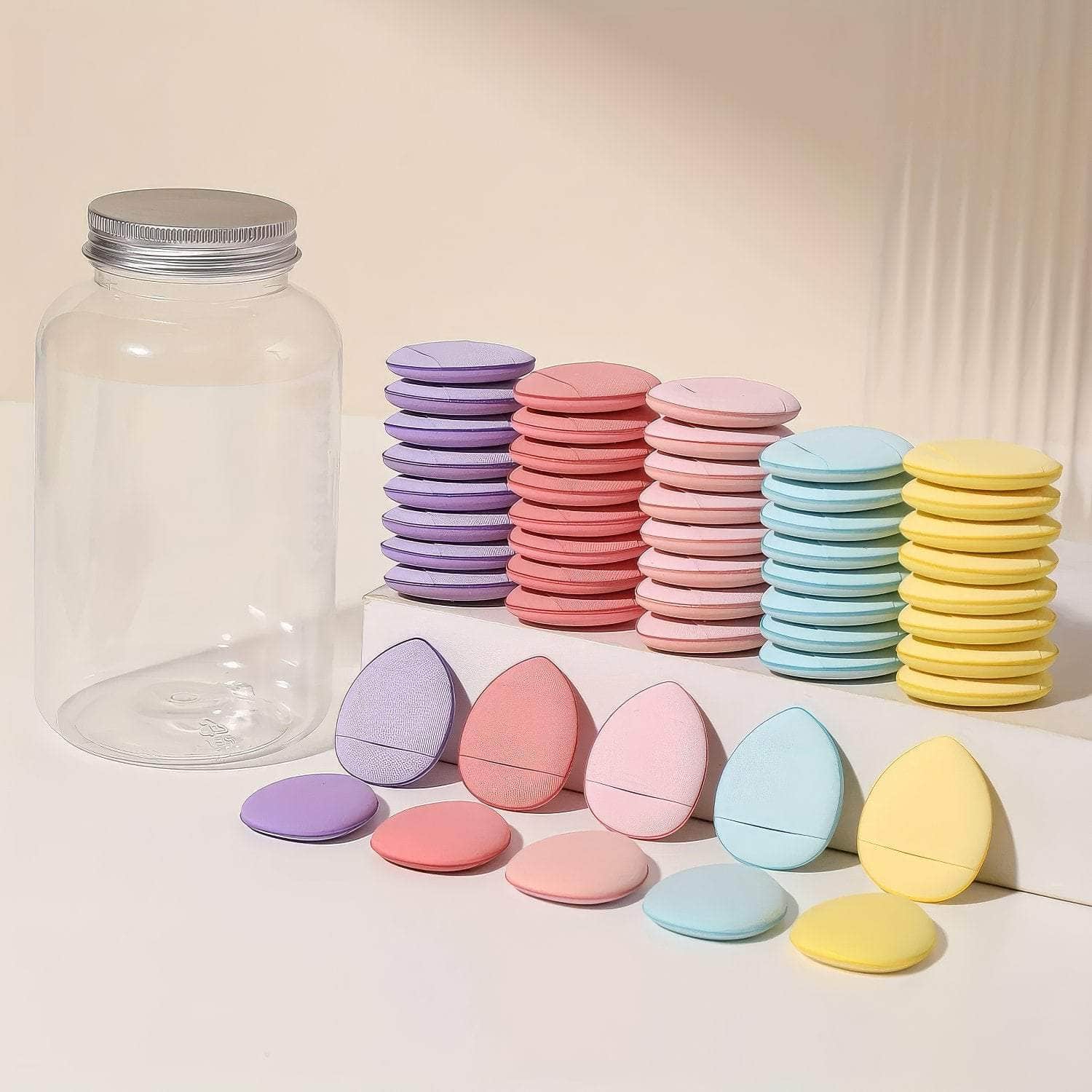50pcs Finger Puff Makeup Sponge MULTICOLOR