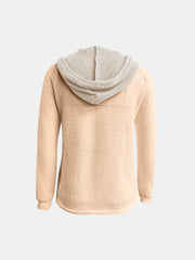 Sudadera con capucha de manga larga en contraste de punto gofre de tamaño completo