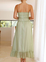 Vestido midi de tirantes con volantes en el bajo Devine Frill