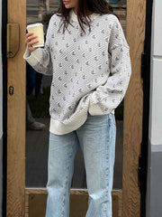 Suéter de manga larga con cuello redondo en contraste