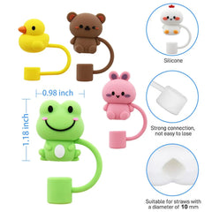 5pcs animal-shaped silicone straw toppers