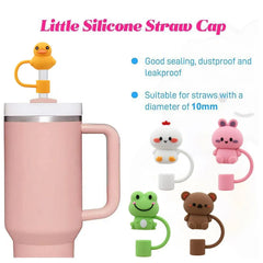 5pcs animal-shaped silicone straw toppers