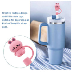 5pcs animal-shaped silicone straw toppers