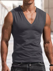 Men's lightweight sleeveless tank top with a V-shaped neckline.