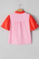 Blusa babydoll de manga corta con muescas bordadas