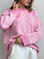 Suéter de manga larga con cuello redondo en contraste