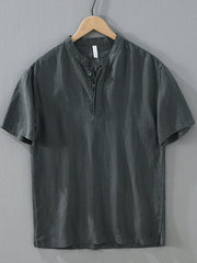 Men's casual short-sleeve shirt with a buttoned front.