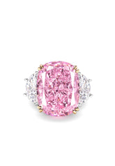 7 Carat Fancy Light Pink Cushion Cut Three Stone Diamond Ring 5 US / Pink Sapphire