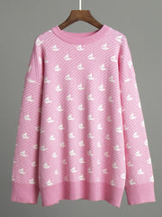 Suéter de manga larga con cuello redondo en contraste