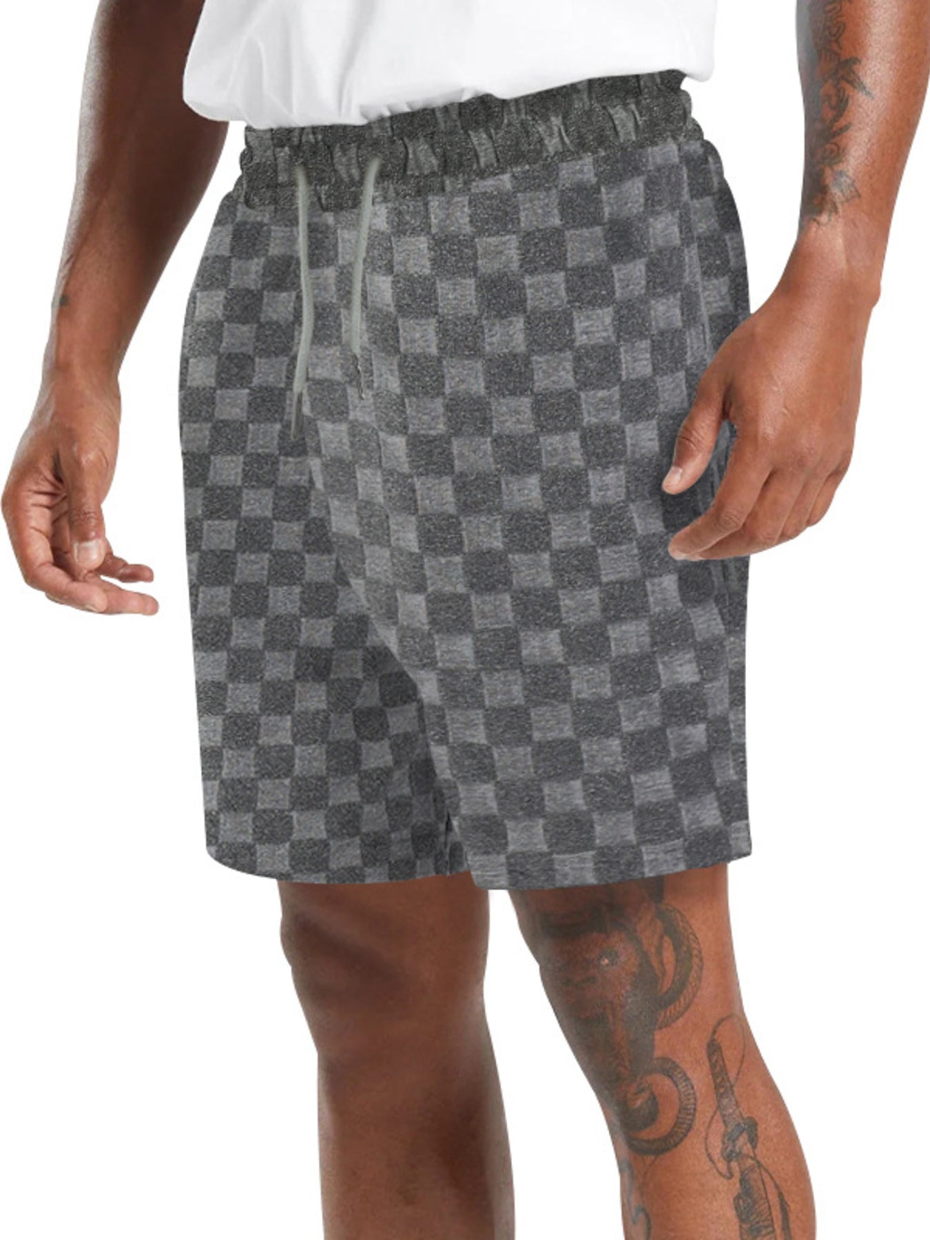 mens-full-size-textured-checkered-casual-shorts-plus-size-04